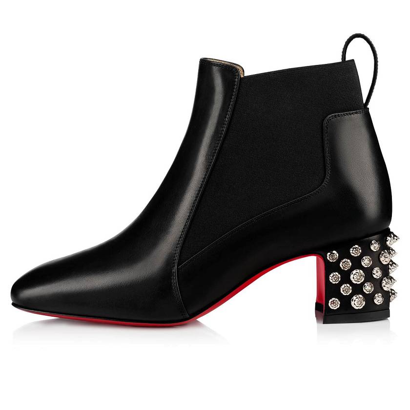 Women's Christian Louboutin Study 55mm Leather Chelsea Boots - Black/Silver [2735-419]